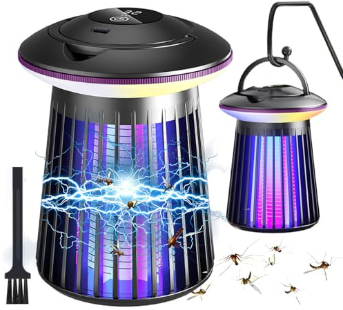 Sadodo UV Camping Insektenvernichter mit LED Licht,Akku Mückenfalle Elektrisch,Zelt Moskito-Lampe,Mottenfalle,Mückenlampe,Mosquito-Zapper,Insektenlampe–Insektenfänger Outdoor für Mücken,Motten