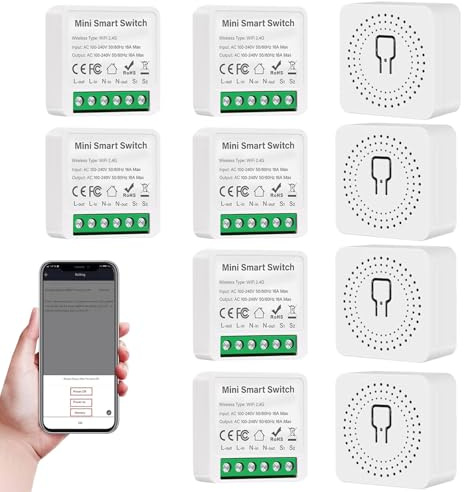 Interruptor WIFI, Interruptor Inteligente WIFI, Mini Smart Switch WIFI Compatible con Alexa,Tuya y Smart Life, Max 16A, 3500W, 2.4GHz Interruptor Alexa (10)