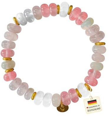 happymaker - Perlenarmbänder bunt Damen mit echten Edelsteinen, Armband Set, Schmuckschachtel, handgefertigt in Deutschland