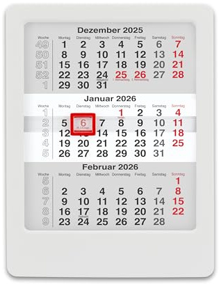 Truento 3-Monats-Tischkalender Mini mit abgerundeten Ecken für 2 Jahre (2026 & 2027) - Kunststoff - weiß