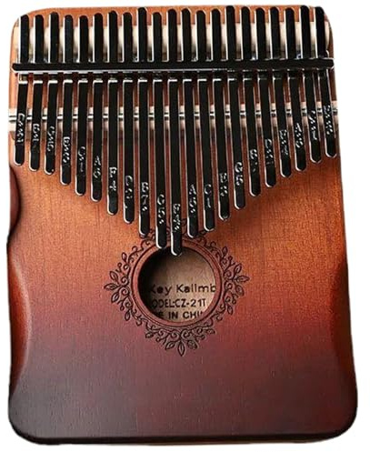 Daumenklavier Kalimba, 21 Tasten, hölzernes Kalimba-Daumenklavier, gestimmt, handgehaltenes Finger- mit Schnitzerei, tragbares für Kinder, Erwachsene, Anfänger, Blumen-K