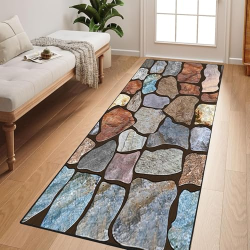CONGCLI Wohnzimmer Teppich 80 x 140 cm Absorbierend, Dauerhaft & Antistatisch, rutschfest Pflegeleicht Supersoft Kurzflor Teppich für Flur Küche Wohnzimmer Diele, Eingang, A