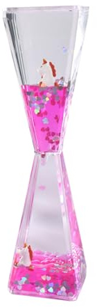 Fhlprte Sanduhr, Flüssigsand Timer, Cartoon-Sanduhr, 1.77 * 6.96in, Minuten Deko für Schreibtisch Wohnzimmer zum Einzug und Stressabbau (Einhorn)