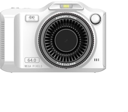 WiFi Enabled 4K Digital Camera with Dual Cameras Front and Rear, 2 8 inch HD Display, 18x Zoom, Suitable for Photography and Video Capture (White)
