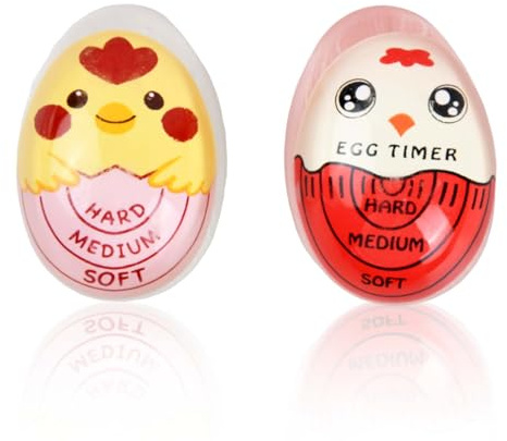 2 Stück Eggtimer, Timer für Gekochte Eier, Wiederverwendbare Egg Timers, Zeitschaltuhr für Hartgekochte Eier, Eieruhr zum Anzeige Hart/Medium/Weich