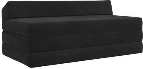 Teenpull Fällbar soffa, säng, svart, 120 x 60 x 49 cm, bäddsoffa i tyg med sovfunktion, vikbar, liggfunktion, soffa för vardagsrum, gästrum och ungdomsrum