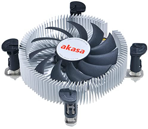 Akasa Aluminium Intel Mini-ITX cooler | TDP 35W | 26mm Low Profile CPU Cooler | 75mm PWM Fan | Heatsink with Aluminium Core | EBR Bearing | For Intel LGA775, LGA115x, LGA1200 | AK-CC7122EP01