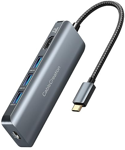 USB C Hub 4K 60Hz, CableCreation 5-in-1 USB C MacBook Adapter Dock,100W PD,4K60Hz HDMI, 3 USB3.0, für MacBook Pro/Air,iPad Pro/Mini 6,Surface Pro,Galaxy Tab S8/S7,Galaxy S22/S21 und mehr Typ C Geräten