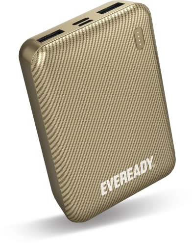 EVEREADY - Batterie Externe Mini Format Power Bank 10000 mAh + Câble USB-A/Micro-USB - Compatible iPhone Samsung iPad Oppo - Doré - Randonnée Camping Voyage - Hommes et Femmes