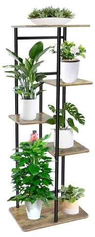 Sentasi Pflanzenregal Blumenständer Holz 5-Tier, Blumenregal Garten,Pflanzentreppe mehrstöckig für Indoor Balkon Wohzimmer Outdoor Pflanzenständer Dekor (Retro)