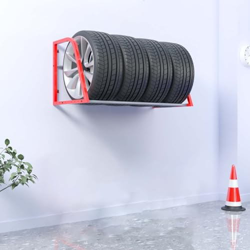 rack à pneus Support de jante de voiture Charge maximale 100KG/220lbs, Support universel de stockage de roues pour montage mural, Support de stockage de pneus pour pneus de rechange/saisonniers/indust