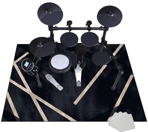 Schalldicht Drum Teppich | Rutschfest Schlagzeug Matte | Trommel Teppich für Bass drum Snare und andere Musikinstrumente | Professionelles rechteckiges Elektronisches Jazz Schlagzeug Kit 120 x 80 cm