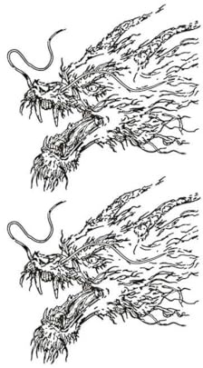 5 PCS Temporary Tattoos Autocollants De Tatouage À Base De Plantes Simples De Tête De Dragon De Style Chinois Pour Hommes Et Femmes, Tatouage De Personnalité Imperméable Et Durable Non Réfléchissant