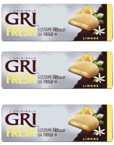 3X Confezione per Grisbi Fresh Limone Frolle di Cacao Ripiene di Morbida Crema al limone 3 Confezioni da 112g - Special Edition