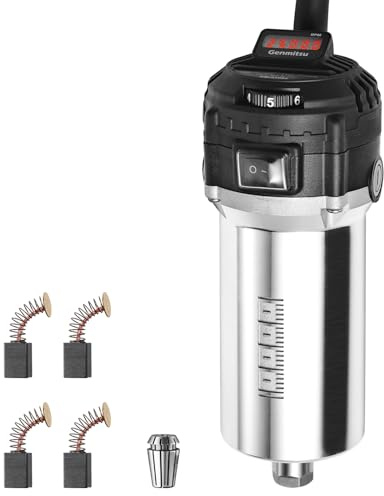 Genmitsu Routeur compact CNC 710 W de 65 mm de diamètre, moteur de broche avec écran numérique LCD, 6 vitesses réglables, pince ER11 de 0,3 cm, 4 balais de carbone, pour fraiseuse CNC