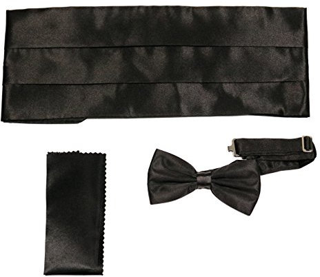 MMUGA Kummerbund mit Fliege und Einstecktuch Schwarz