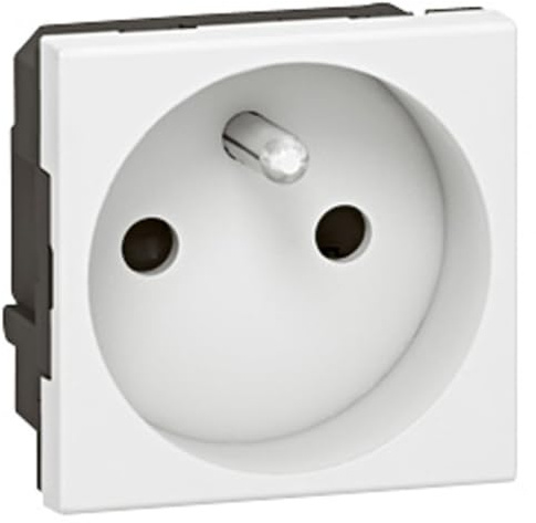 LEGRAND | Prise 2P+T F/B Bornes A Vis, Mosaic, Connexion À Vis Pour Rénovation, Éclips De Protection Pour Enfants, Blanc Brillant 2 Modules