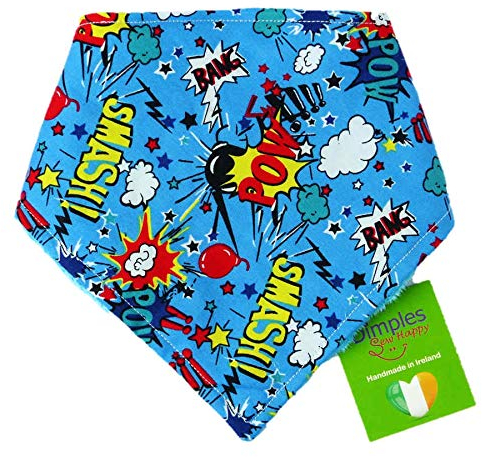 Dimples Hundehalstuch - Superheld Batman Comic - Halstuch für kleine mittlere und Grosse Hunde Welpen und Katzen - Hunde Besitzer Geschenk - Handgemachtes Hunde Accessoire 25cm