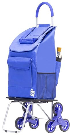 dbest products Grand Chariot de Course Pliable pour escalier Bleu