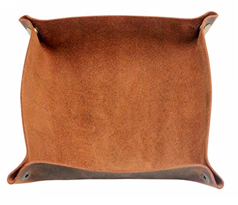 Boshiho Taschenleerer aus echtem Leder Ledertablett Organizer Valet Tray Praktische Aufbewahrungsbox für Key Change Caddy, Bedside Tiny Coin Cash Box