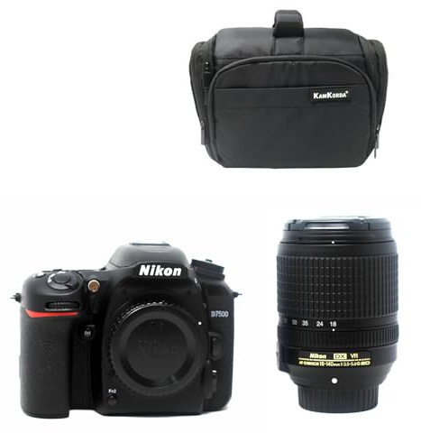 KamKorda Camera Bag + D7500 DSLR Camera + AF-S 18-140mm VR, 20.9MP DX-Format CMOS Sensor, EXPEED 5 Image Processor, 4K UHD Video, 3.2 Tilting Touchscreen LCD + 2 Year Warranty Black
