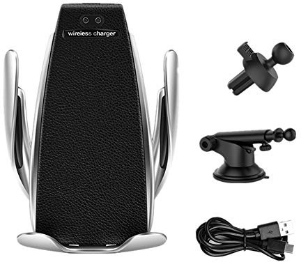 Happyit Intelligent Infrared Sensor Wireless Charger Car Phone Holder Qi Car Air Vent +Suction Mount Cellphone Stand for 4.0”- 6.5” Cell Phones