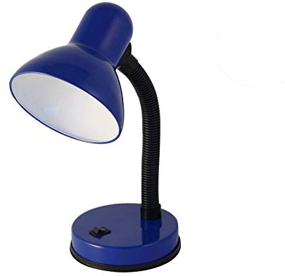 VELAMP CHARLESTON Lampada da tavolo con collo flessibile - Design moderno - Ideale per scrivania, lettura e comodino - Attacco lampadina E27 - Colore blu