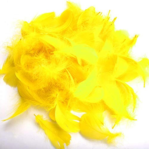 Suneast 300 Stücke Deko Federn Natur Gänse Feder Bastel Feather für DIY Traumfänger, Kostüme Schmuck Deko, Karneval Basteln - Gelb, 5-8cm