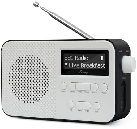 DAB Radio with Bluetooth | Digital Radios Mains and Battery | Rechargeable Battery 15HR Playback | Alarm Clock | FM Radio,40 Presets,Headphone Jack | Bluetooth 5.3 I LEMEGA PR2-Max Black