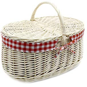 Korg picknickkorg stabil bärkorg med 2 lock av vide flätad K13-030-SDRW