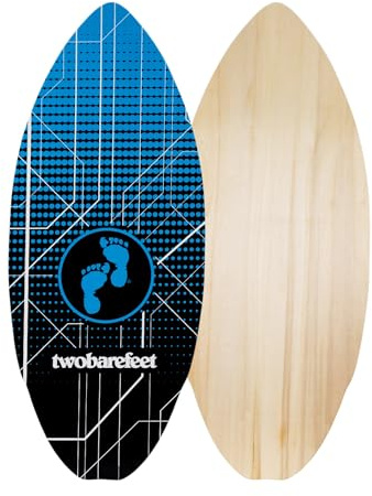 Two Bare Feet 41 Skimboard Suitable for Beginners, 7 Ply wooden construction with nose pre curve, Pin tail, Suitable for Adults and Kids
