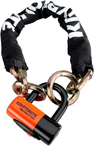 Kryptonite New York 1210 12mm Chain and Evolution Disc Bicycle Lock, Black/Orange, 14mm x 100cm