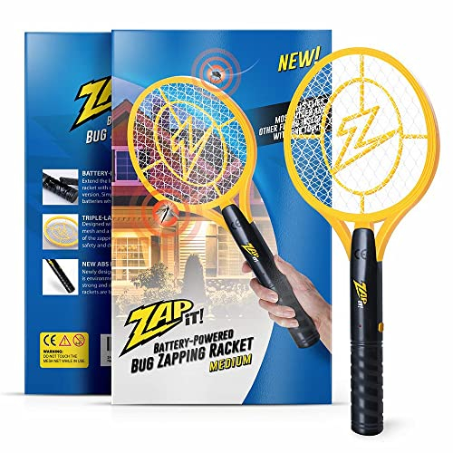 ZAP IT! -Batte Anti-moustiques et Mouches, Rechargeable - 4 000 Volts - Chargement USB, lumière LED Super Brillante pour Zapper dans l'obscurité - sans Danger au Toucher (Moyen)
