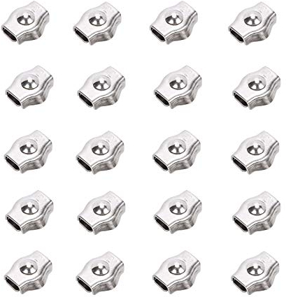 20 Stück Drahtseilklemme, Drahtseile Edelstahl Kabelklemme, 304 Edelstahl Drahtseile Clip, für Stahlseil, Drahtseil Kabel (M2, 15mm x 12mm, Silberton)