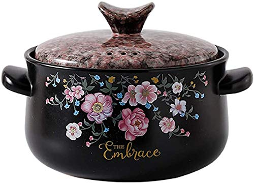 GZD Zuppiera in Ceramica Casseruola in Argilla con accumulo di Calore 3L / 5L Pentole per stufato di Terracotta Pentole in Ceramica Antiaderente con Coperchio,3L