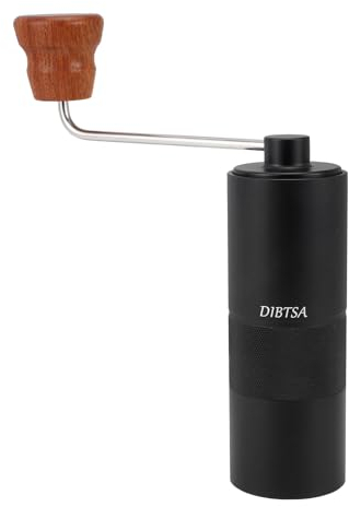 DIBTSA Manuelle Kaffeemühle, Kapazität 25 g, konischem CNC-Edelstahl-Frässtift, interne verstellbare Einstellung, tragbare Mühle schnellere Mahleffizienz, Espresso bis grob, Zuhause, Camping (schwarz)