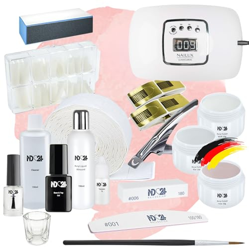 Nagelstudio Starter Set Acryl Studio mit Nagel Lampe + Acrylpulver Made in Germany und allem Zubehör