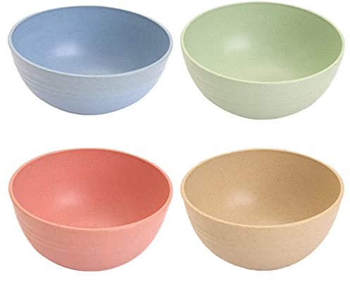 Juego de 4 cuencos irrompibles para cereales, ligeros, aptos para microondas y lavavajillas, cuencos ecológicos para arroz, ensalada, pasta, fideos, cuencos de sopa (pequeño, 12 x 6 cm)