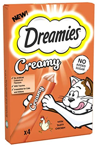 DREAMIES - Creamy Cat Treats - 11 x 40 g - Chicken - Multipack Snacks - 11 Packs