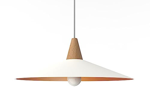 L+, Pendelleuchte aus Metall und Holz, konisch, Durchmesser 40 cm, Made in Italy, schwarz Blattgold [Energieeffizienzklasse A++]
