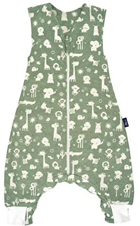 Alvi Sleep-Overall Light ideal für den Sommer, 0,5 TOG, Kurzarm, leicht, mit Reißverschluss Granite Animals - Grün