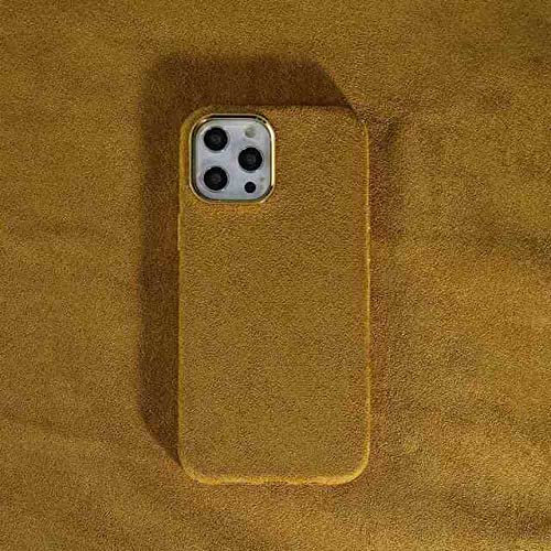Funda de teléfono de Gamuza de Terciopelo de Lujo para iPhone 13 12 Pro MAX Mini 11 Pro MAX Marco de Lente de cámara de Metal Forro de Microfibra Cubierta Suave, Amarillo, para iPhone 11Pro MAX