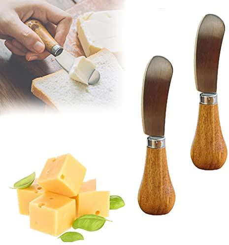 2/4 Pcs Cute Standing Butter Knife,Stainless Steel Cheese Spreader,Multifunctional Cream Cheese Butter Knives, Fruit Jam Peanut Butter Spreading Knife for Sandwich Bread Toast (2PCS)