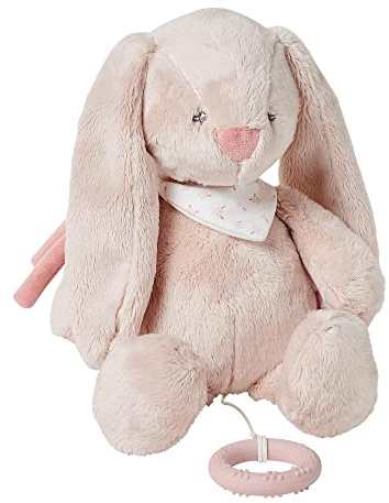 Nattou Spieluhr aus und Polyester, Kaninchen Pomme, Wiegelied «La-Le-Lu», Mit Ring, Ca. 30 cm, Alice und Pomme, Altrosa
