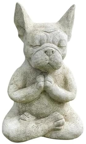 LSDZHK Meditierende Bulldogge Statue, Französische Bulldogge Sitzende Skulptur, Hund Statue Harz Zen Tier Yoga Figur, Bull Dog Ornament, Haustier Dekoration
