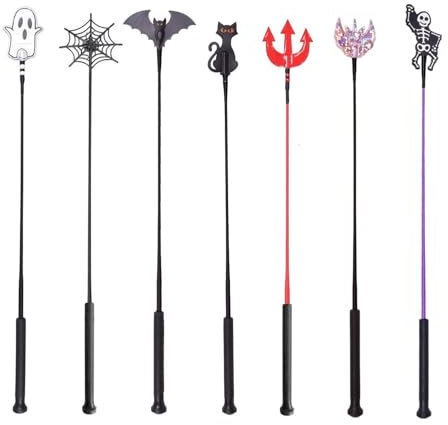 NETPROSHOP Leichte Reitgerte mit Klatsche Einhorn oder Halloween Designs Länge 65 cm, Groesse:65 cm, Farbe:Skelett