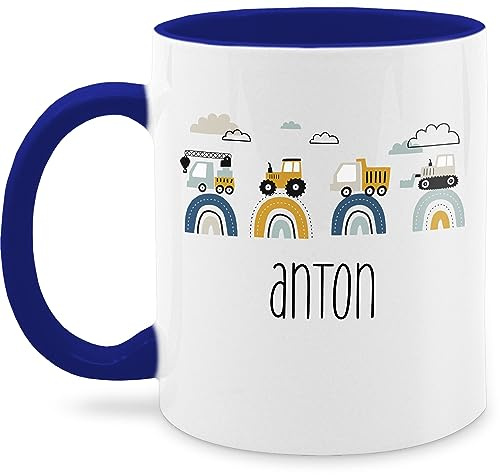 Tasse Tassen 325ml - Baustelle I Traktor I Bagger I Kran I Kipper I LKW I Planierraupe - 325 ml - Dunkelblau - personalisierte kindertasse geschenkideen für landwirte traktoren traktor, kaffeetasse