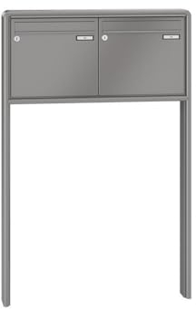 RENZ / RS2000 / 2er Freistehende Briefkastenanlage Standbriefkasten/RAL-Farbe 9007 Volumen 12 L/zum Einbetonieren/Dein-Briefkasten.de