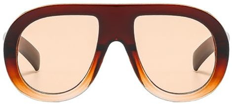 mincl Popular Fashion Pilot Sunglasses Women Retro Chunky Designer Men Punk Gradient Shades UV400 Oversized Sun Glasses (brown)