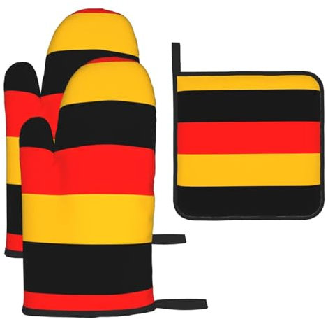 Set di 3 guanti e presine con bandiera della Germania per cucinare e grigliare, regalo di Natale per la festa della mamma